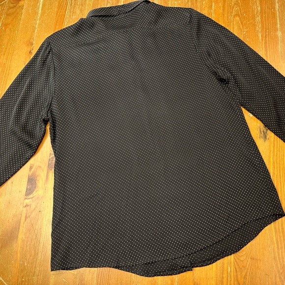 EUC Black Polka Dot Stretch Silk Designer Blouse Size XL - Picture 6 of 6